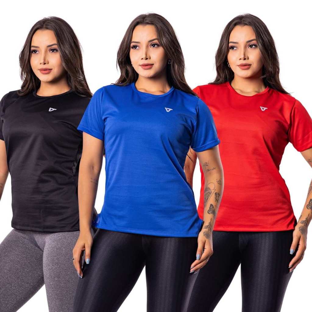 Kit 3 Blusa Mullet Fitness Dry Fit Camiseta Academia Feminina Corrida em Oferta na Shopee