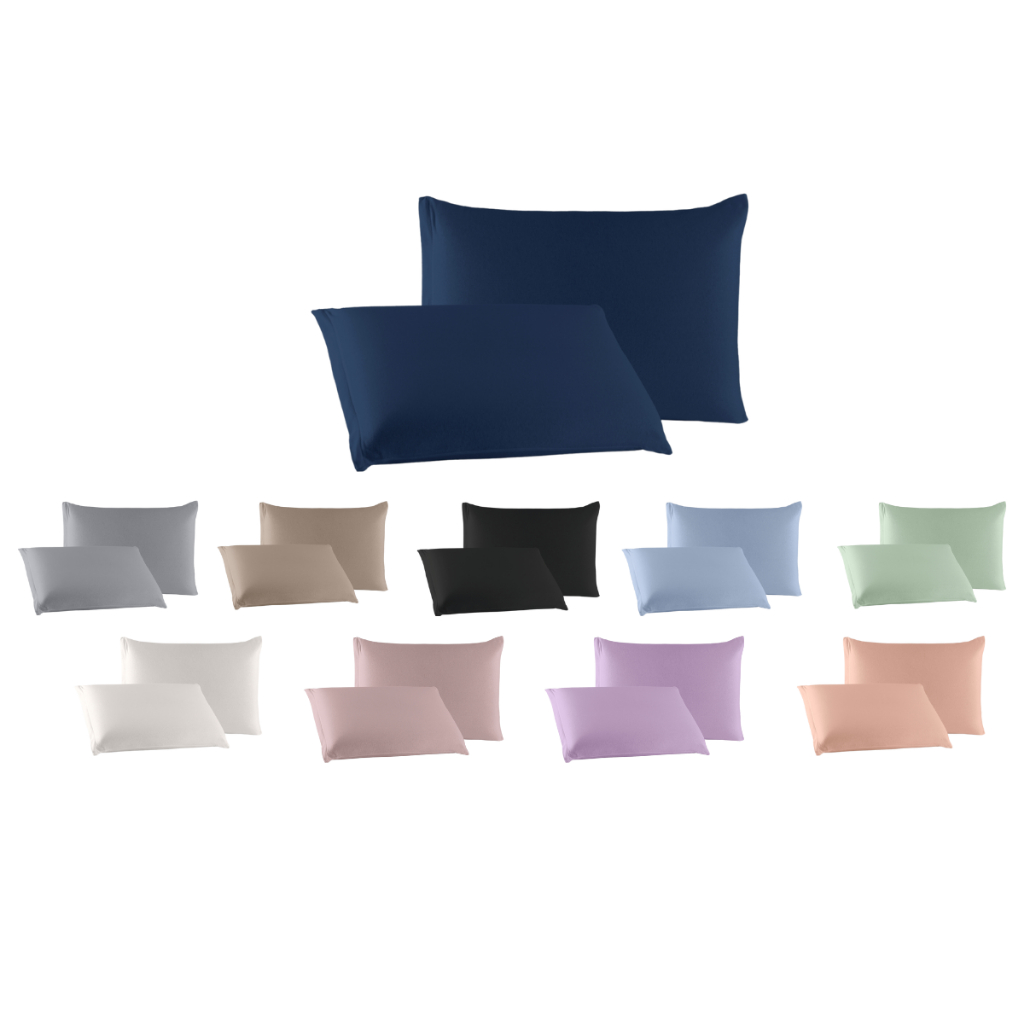 Kit Par de Fronha com Zíper de Malha 100% Algodão Antialérgica Capa Travesseiro Várias Cores