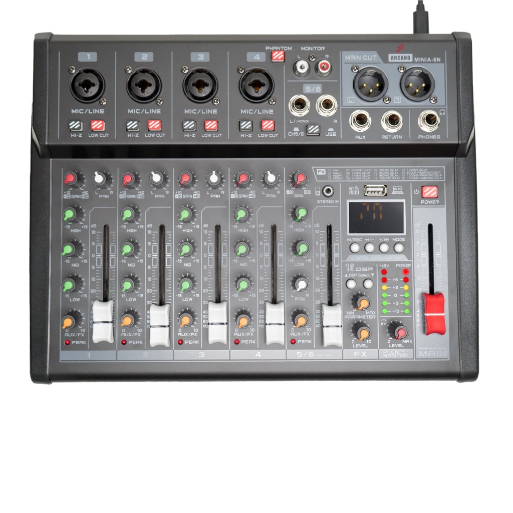 MESA DE SOM 6 CANAIS E INTERFACE ARCANO MINIA-6N