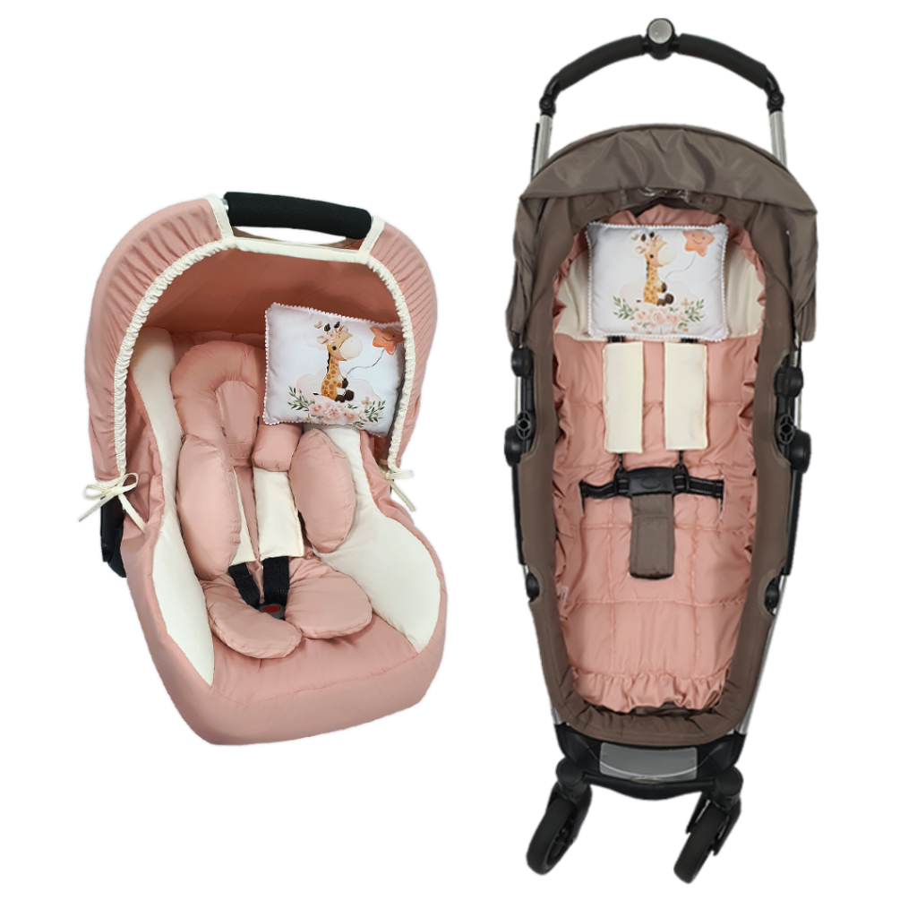 Kit 3 Peças: Capa de Bebe Conforto e Capa de Carrinho + Redutor de Corpo Acolchoado