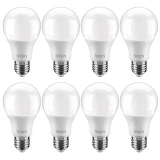 Kit 8 Lâmpadas Led Bulbo 9w E27 6500k Branco Frio/3000k Branco Quente ELGIN Inmetro em Oferta na Shopee