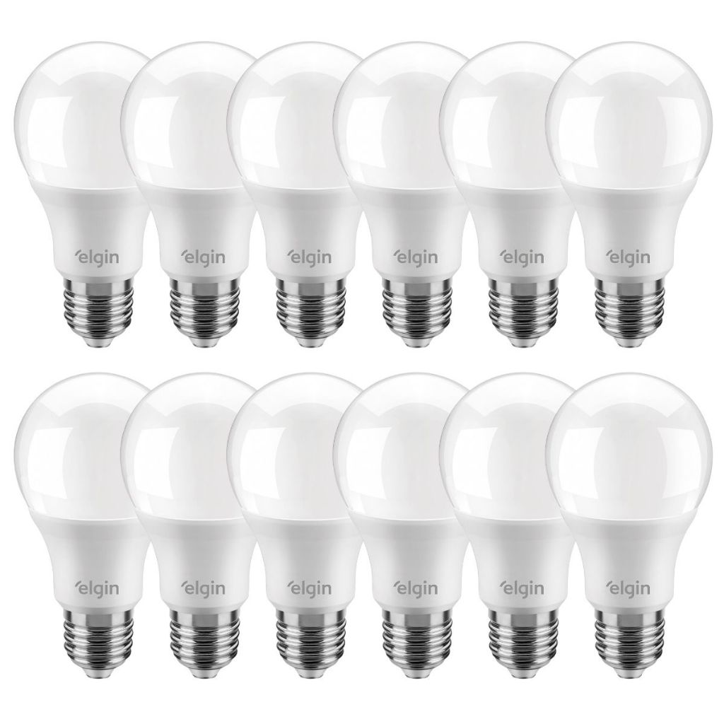 Kit 12 Lâmpadas Led Bulbo 9w E27 6500k Branco Frio/3000k Branco Quente ELGIN Inmetro - Home & Living
