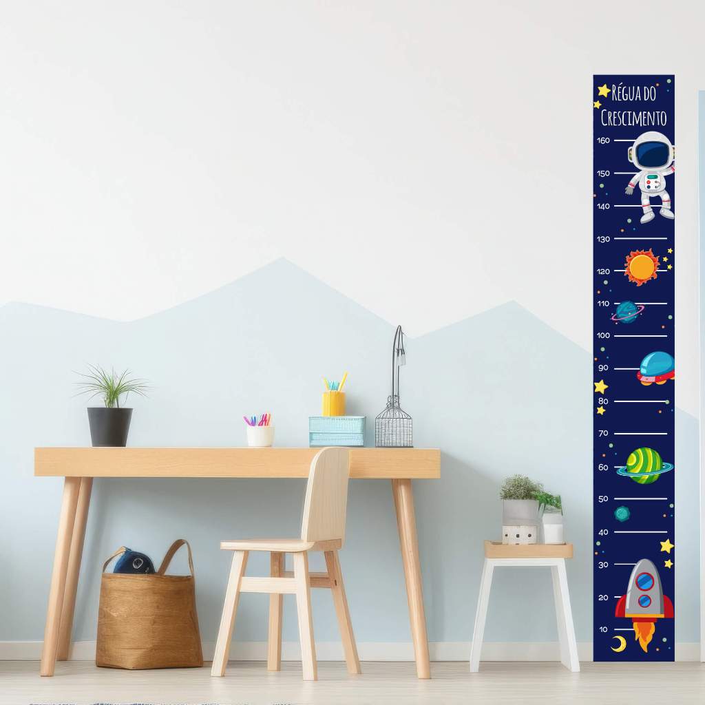 Régua Adesivo de Crescimento Espaço Sideral Foguete Astronauta Quarto Menino em Oferta na Shopee