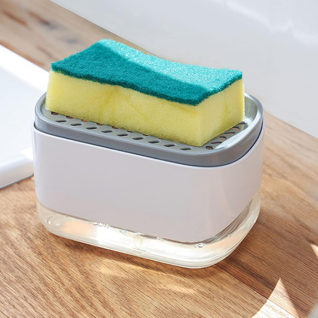 Dispensador Para Detergente Dispenser Sabao 2x1 Detergente Suporte Porta Bucha Esponja Lim...