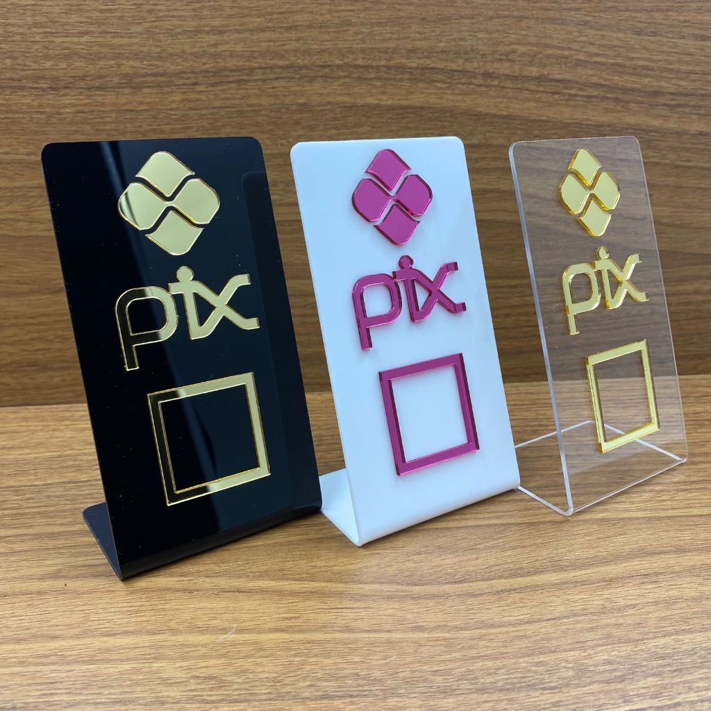 Placa PIX Acrílica QR Code Display de Mesa