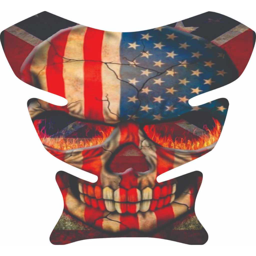 Protetor Para Tanque de Moto Resinado Tankpad Universal Modelo - Crânio BANDEIRA USA F 2504