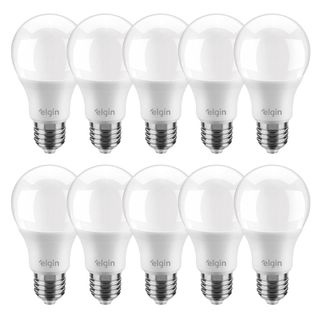 Kit 10 Lâmpadas Led Bulbo 15w E27 6500k Branco Frio ELGIN Inmetro