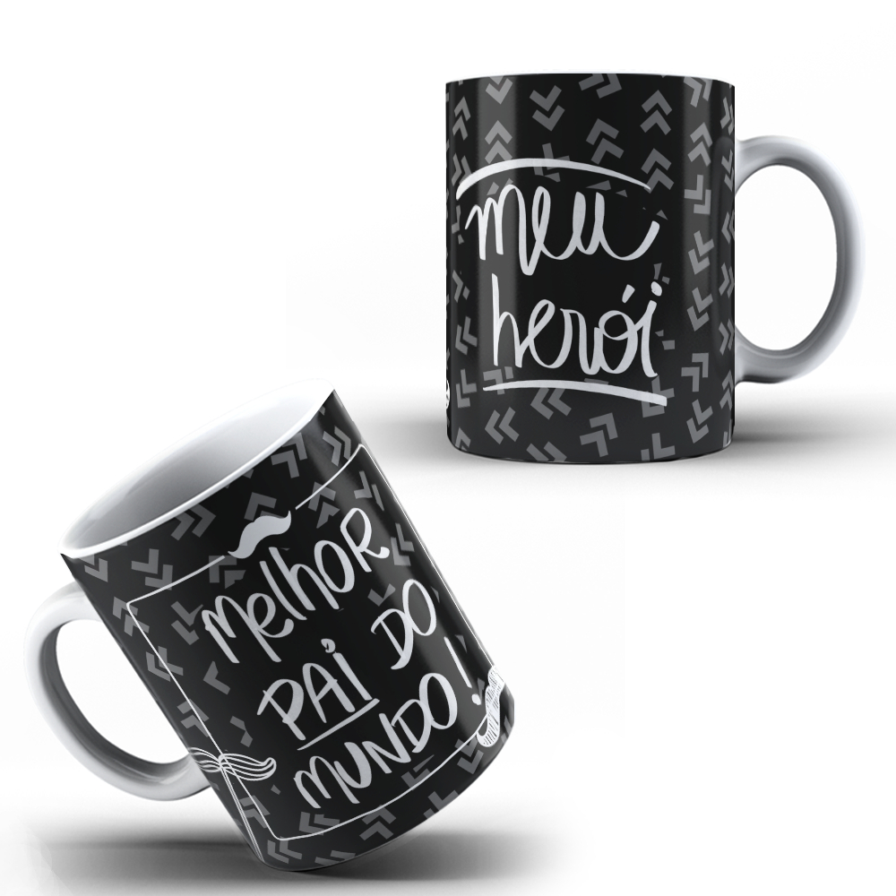 Caneca Xícara Dia dos Pais Personalizada Melhor Pai Do Mundo Meu Herói Papai OFERTA RELÂMPAGO