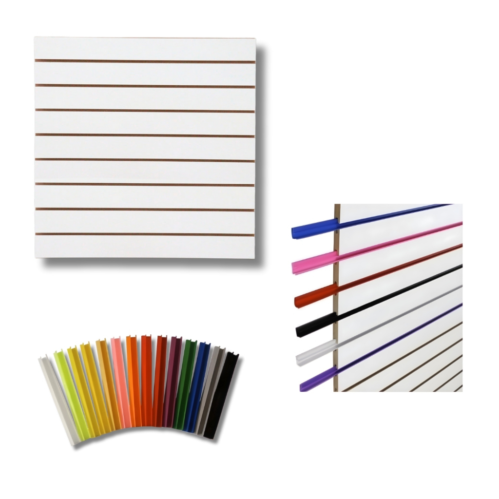 Painel Canaletado organizador em Mdf 0,61 x 0,61m Branco + Perfil Canaleta PVC