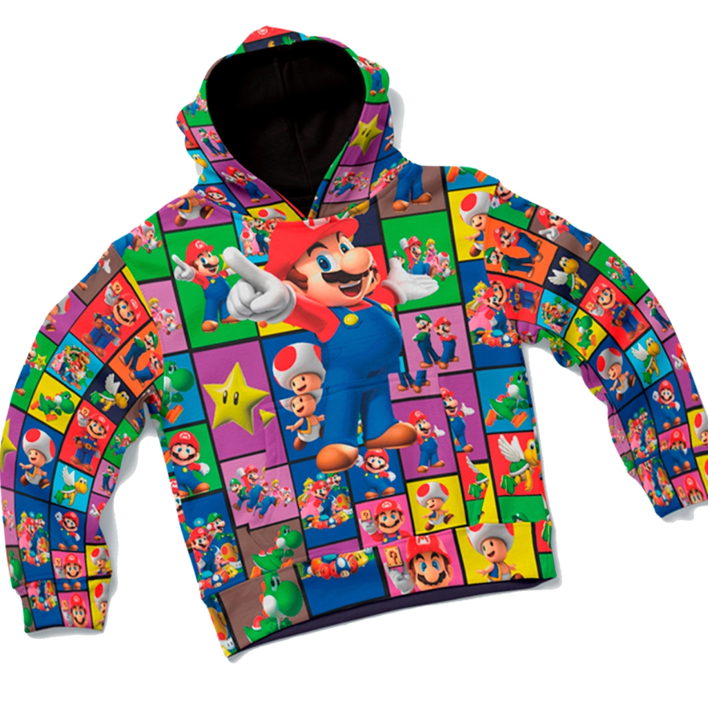 Blusa Moletom Infantil Masculino Menino com Capuz e Bolso Personagens Estampado