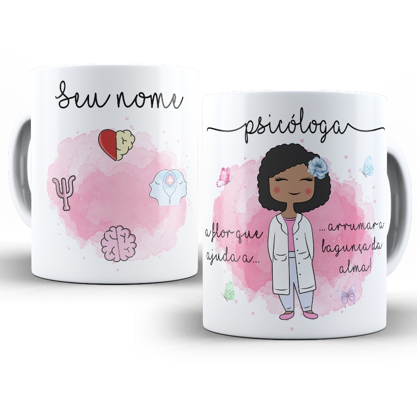 Caneca Psicóloga Negra profissão personalizada delicada - vários modelos profissões!