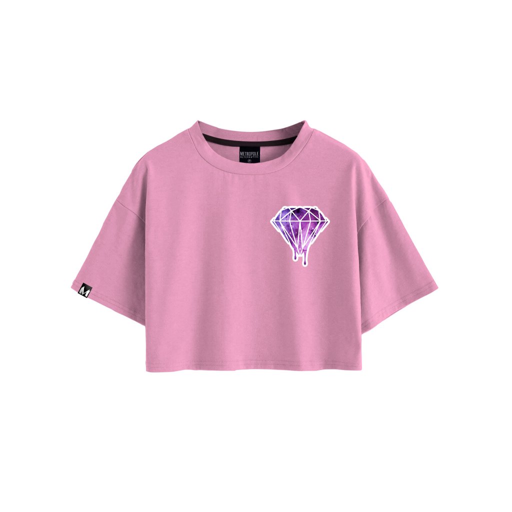 Cropped Blusa Feminina Curta Camiseta T Shirt Diamante Diamond Swag Rap Trap