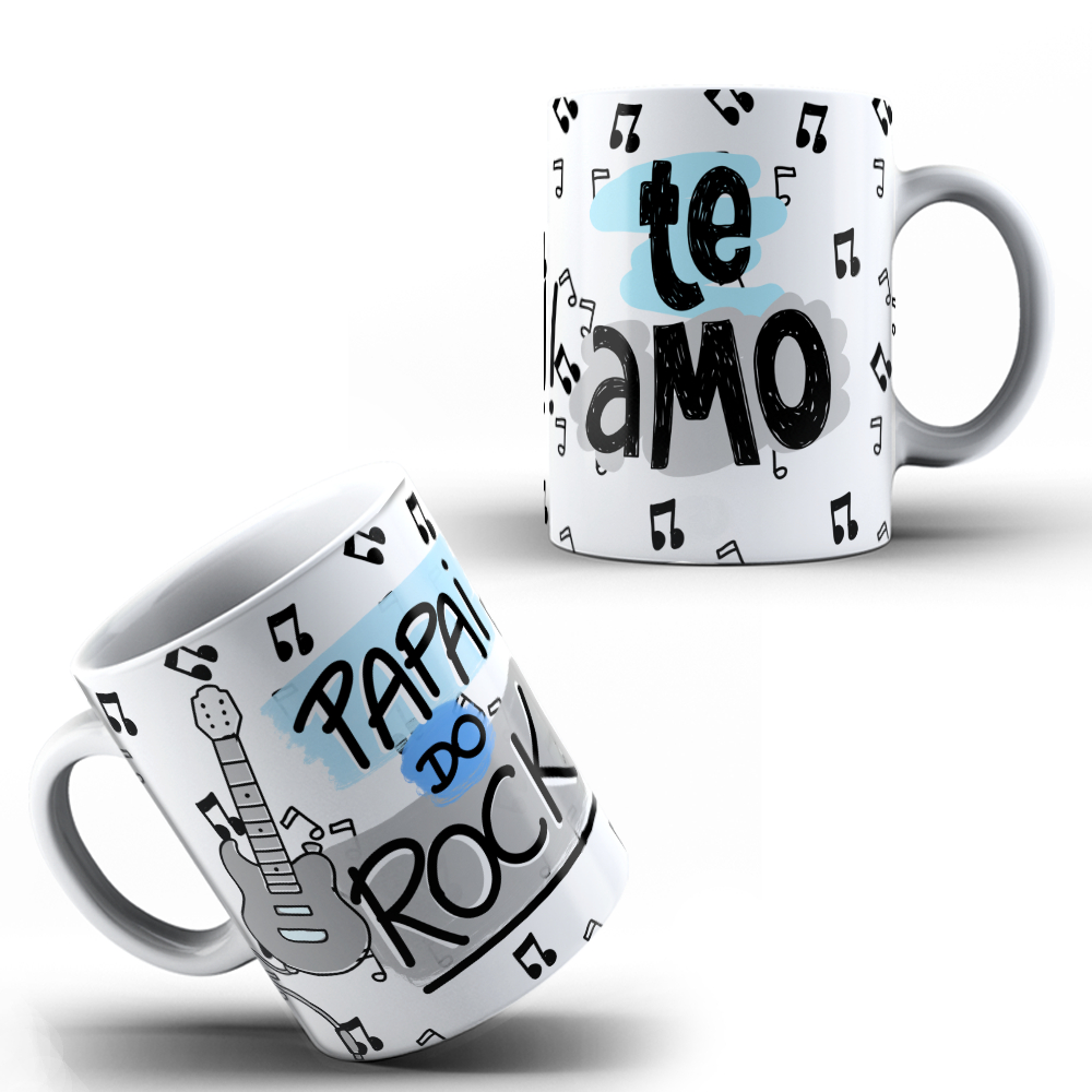 Caneca Xícara Dia dos Pais Personalizada Papai Do Rock Te amo  Presente OFERTA RELÂMPAGO