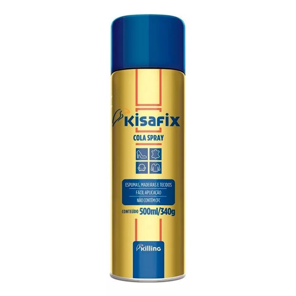 Cola Spray De Contato Sapateiro Tapeceiro Marceneiro Madeira Espuma Tecido Artesanato Kisafix 340g