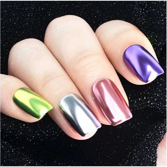 Kit C/6 Pó Cromo Metalizado Unhas Cromado Decoração ~ H&N BAZAR ~