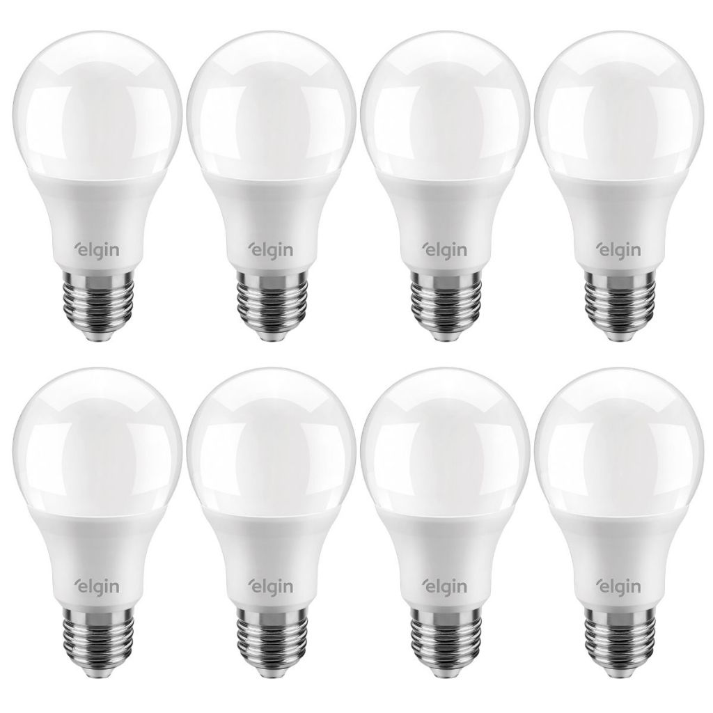 Kit 8 Lâmpadas Led Bulbo 12w E27 3000K Branco Quente/6500k Branco Frio ELGIN Inmetro - Home & Living