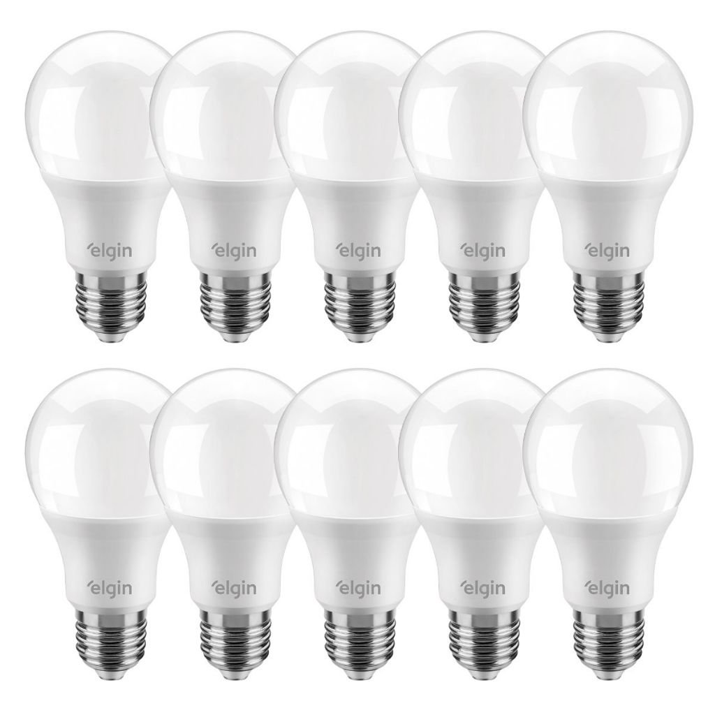 Kit 10 Lâmpadas Led Bulbo 12w E27 3000K Branco Quente/6500k Branco Frio ELGIN Inmetro em Oferta na Shopee