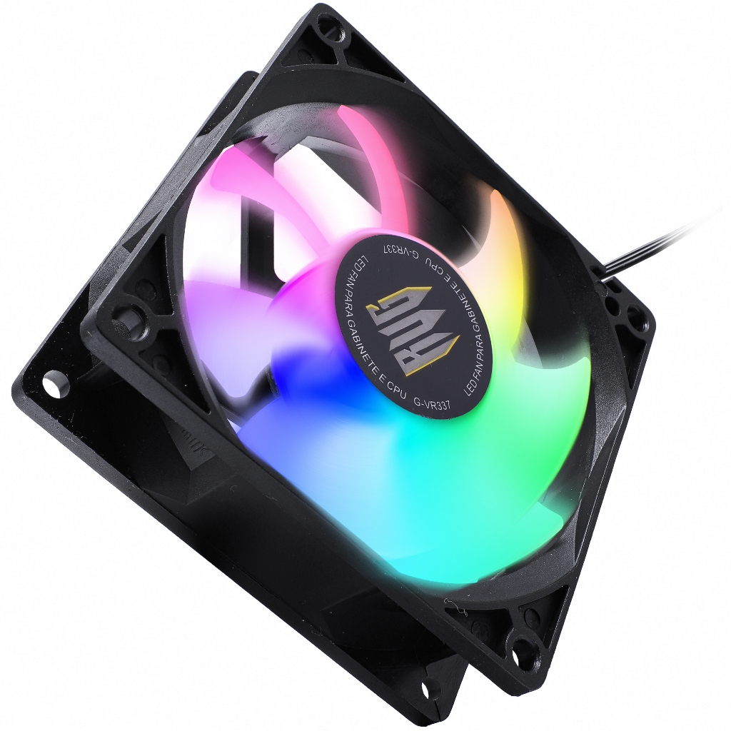 Cooler CPU Fan Gabinete Ventoinha 80mm LED RGB 3 Pinos Molex Para Fonte 2300 RPM Computador