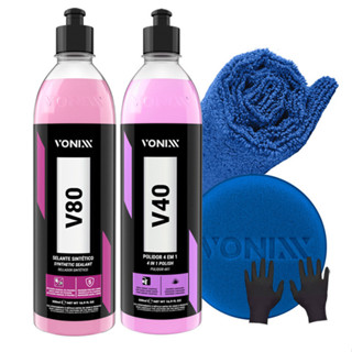 Kit V40 V80 Polidor Automotivo Selante Sintético Pintura + Pano Aplicador e Luva Descartavel em Oferta na Shopee