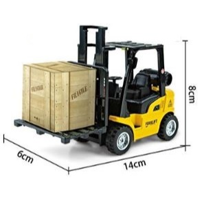 Miniatura de Empilhadeira em metal Forklift - lança se move 14cm*6cm*8cm com Pallet e Caixa