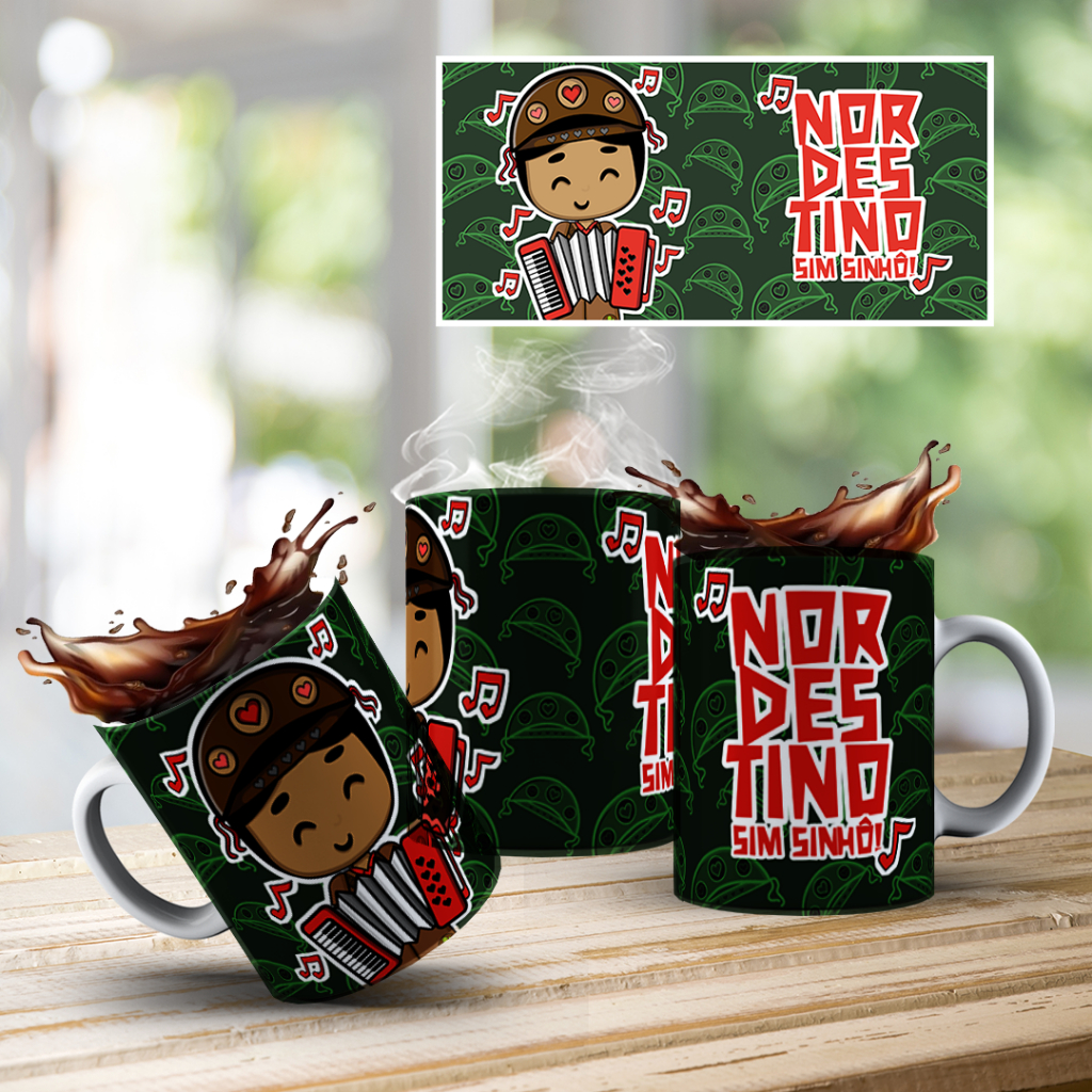 Caneca Xícara Personalizada Nordeste Nordestino Sim Sinhô Cangaceiro Fundo Preto - OFERTA RELÂMPAGO!