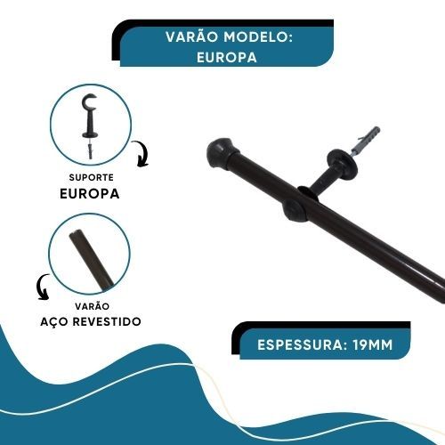 Varão para Cortina Europa 19mm Cores e Tamanhos Variados em Oferta na Shopee