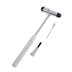 Martelo Buck 18cm com Agulha e Pincel - Aço Inoxidável, Ideal para Exame Neurológico Profissional