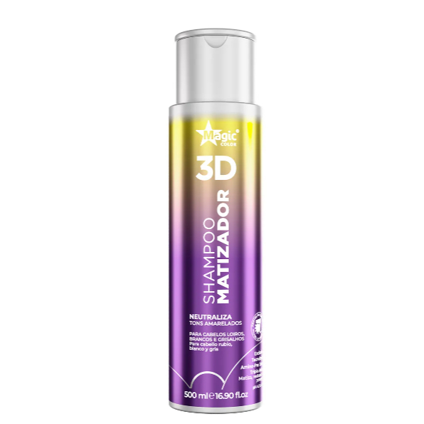 Magic Color Vegan 3D Shampoo Matizador 500ml - Neutraliza o Amarelado dos Loiros e Grisalhos