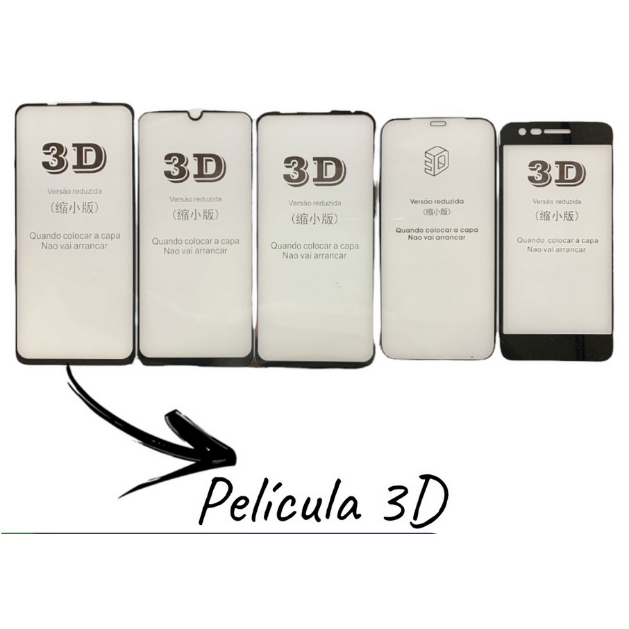 Película 3D Vidro Samsung A05/A10s/A12/A13/A22/A14/A54/A04/A24/A25/A35/A26/S23 Fe/S25 Fe/A15/A55