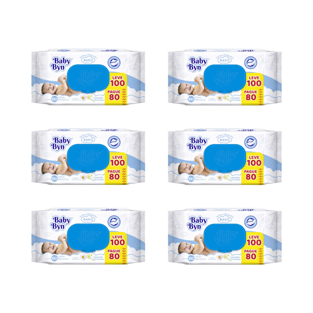 Toalha Umedecida Baby Byn Basic 600fls (6undX100fls)