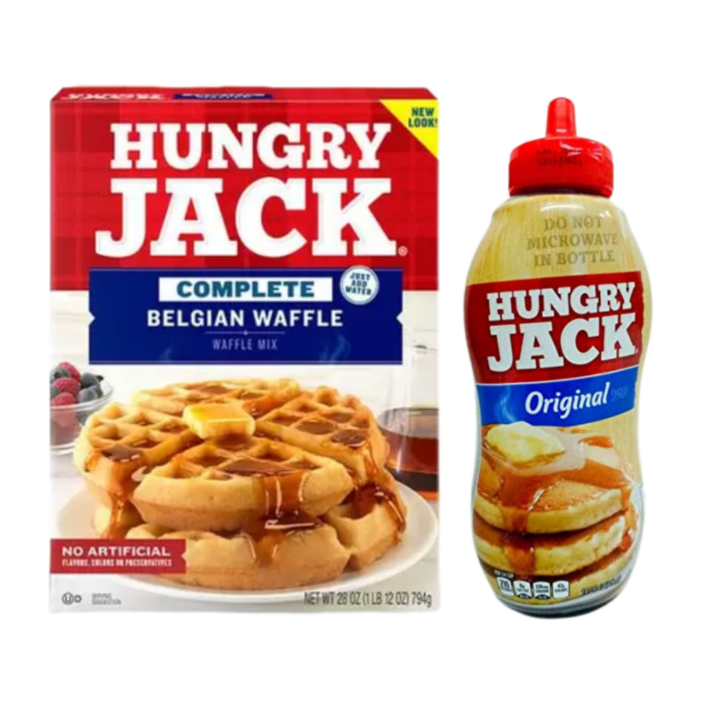 Kit Panqueca Hungry Jack Waffle Belga 794g + Calda Syrup 429ml