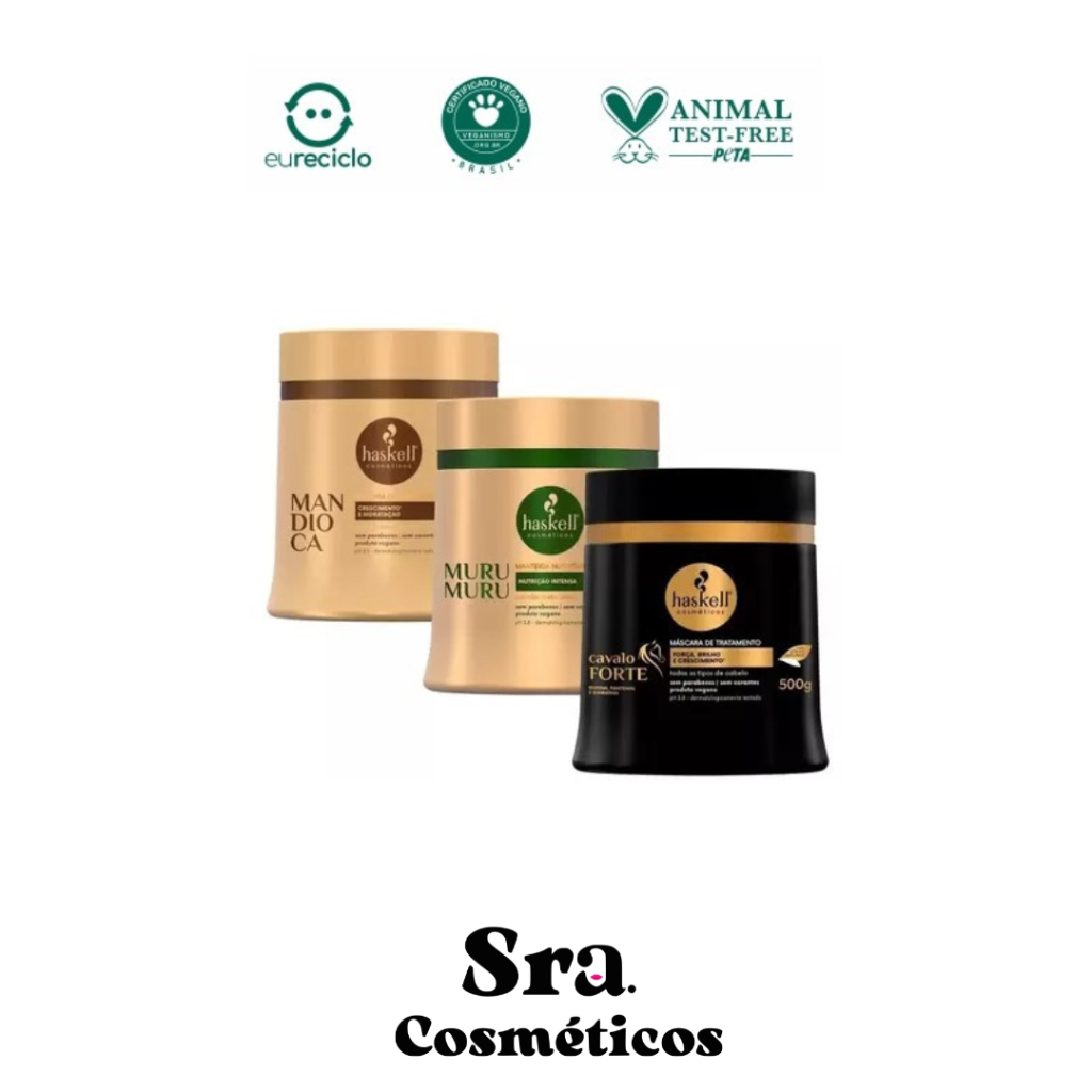 Mascara Cavalo Forte, Murumuru e Mandioca 500g Haskell Kit Cronograma