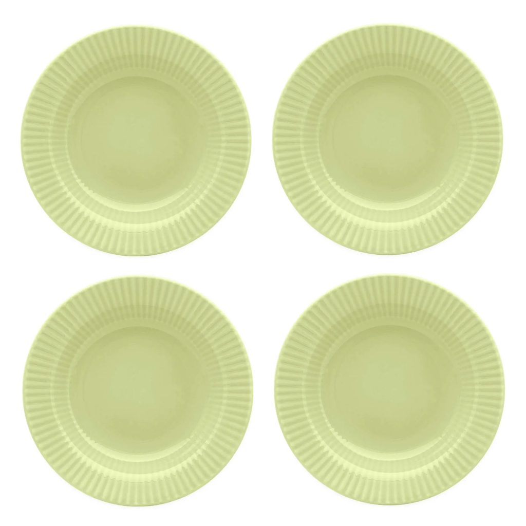 KIT 4 PRATO FUNDO 21,5 CM CANELÉ VERDE CALDO-MASSA-CREMES OXFORD BIONA PRACASA DECOR