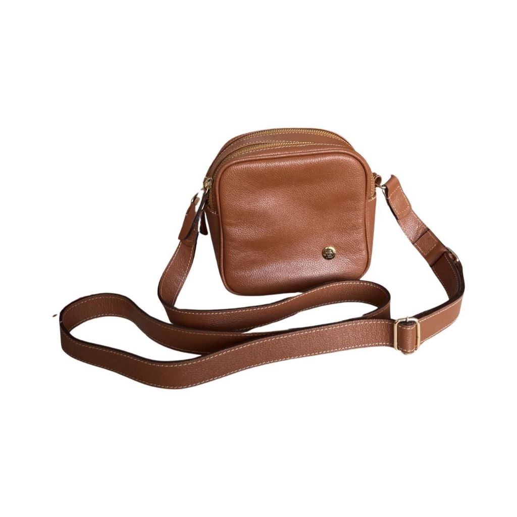Bolsa Feminina Couro Transversal Tiracolo Cor: Caramelo ; Tamanho: Pequeno ; Gênero: Feminino