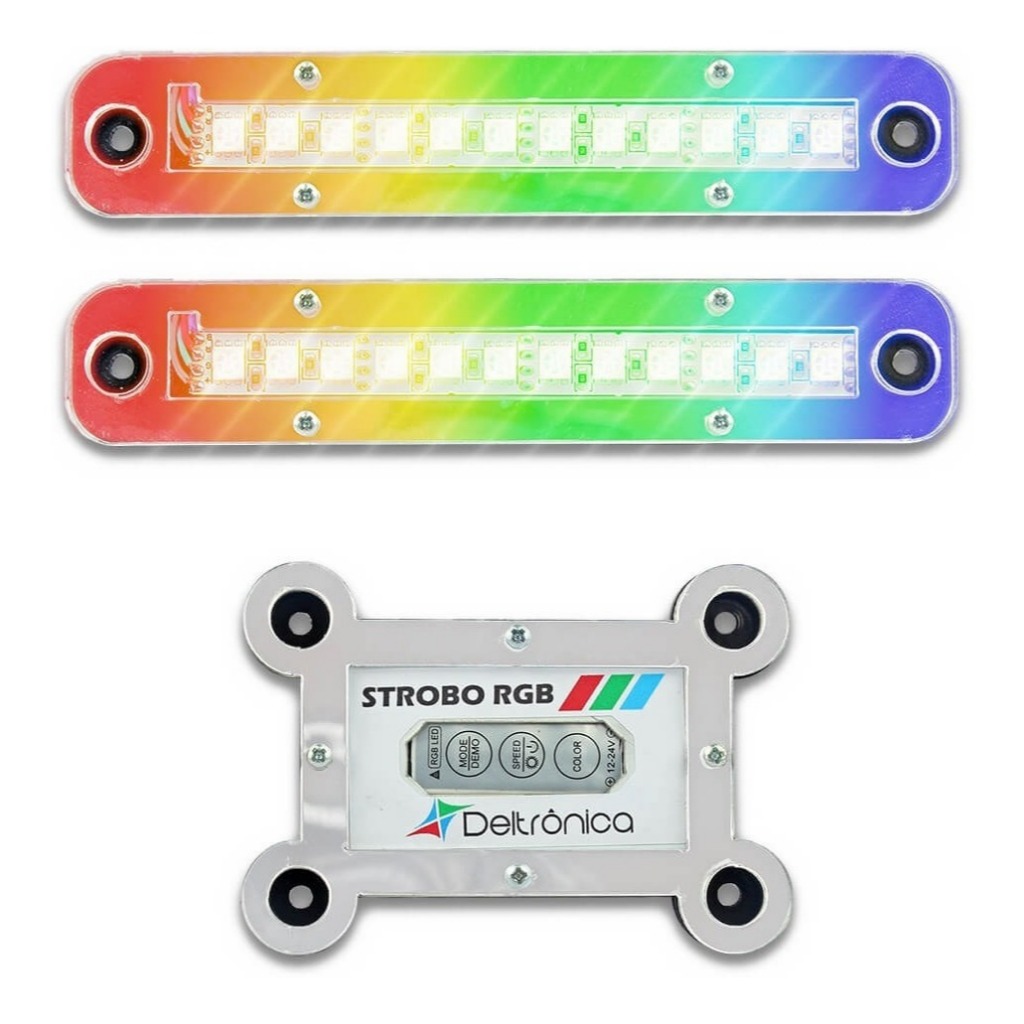 Kit 2 Strobo Flash Luz Rgb Forte Para Som Automotivo Caixa Bob