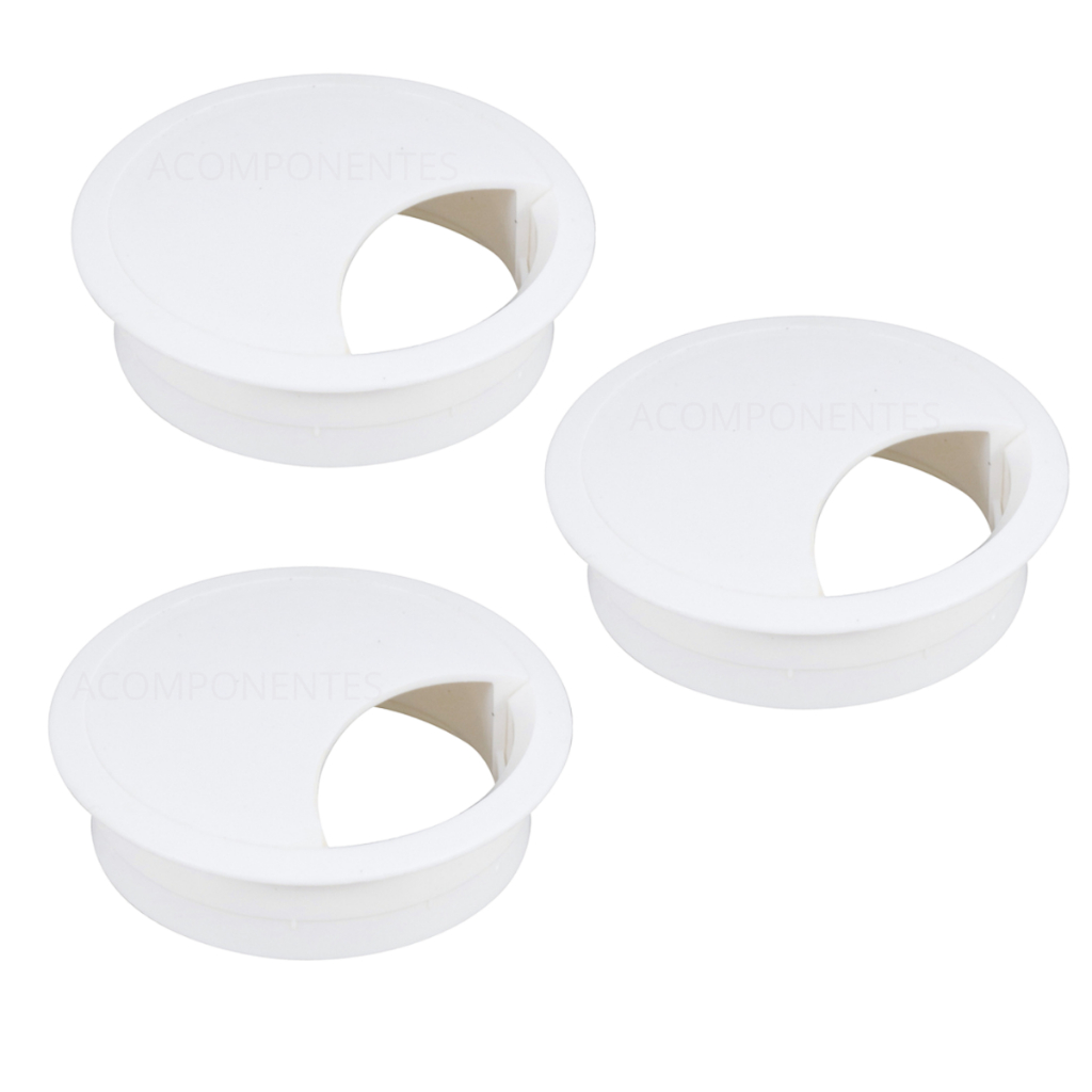 (kit 80 Und) Passa Fio Branco Cabo Para Moveis Escritório 46mm