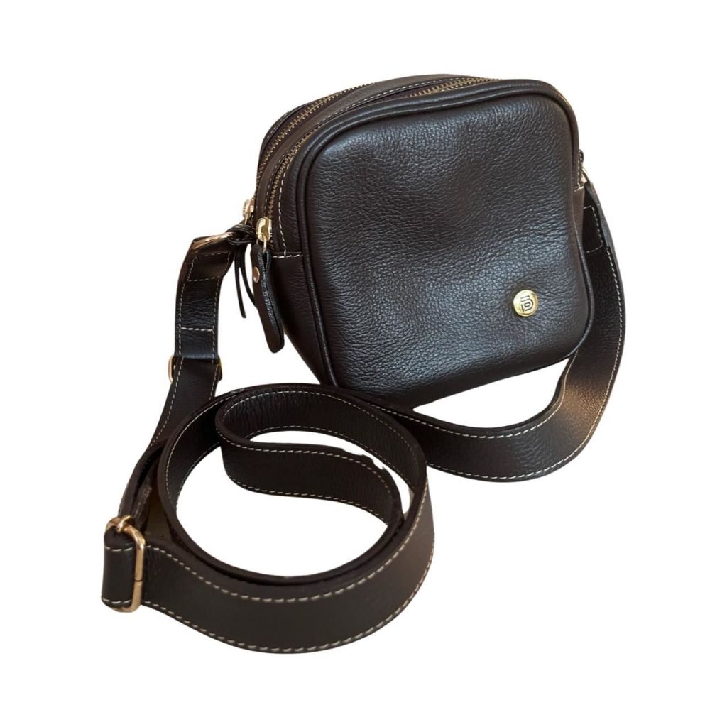 Bolsa Feminina Couro Transversal Tiracolo Cor: Café ; Tamanho: Pequeno ; Gênero: Feminino