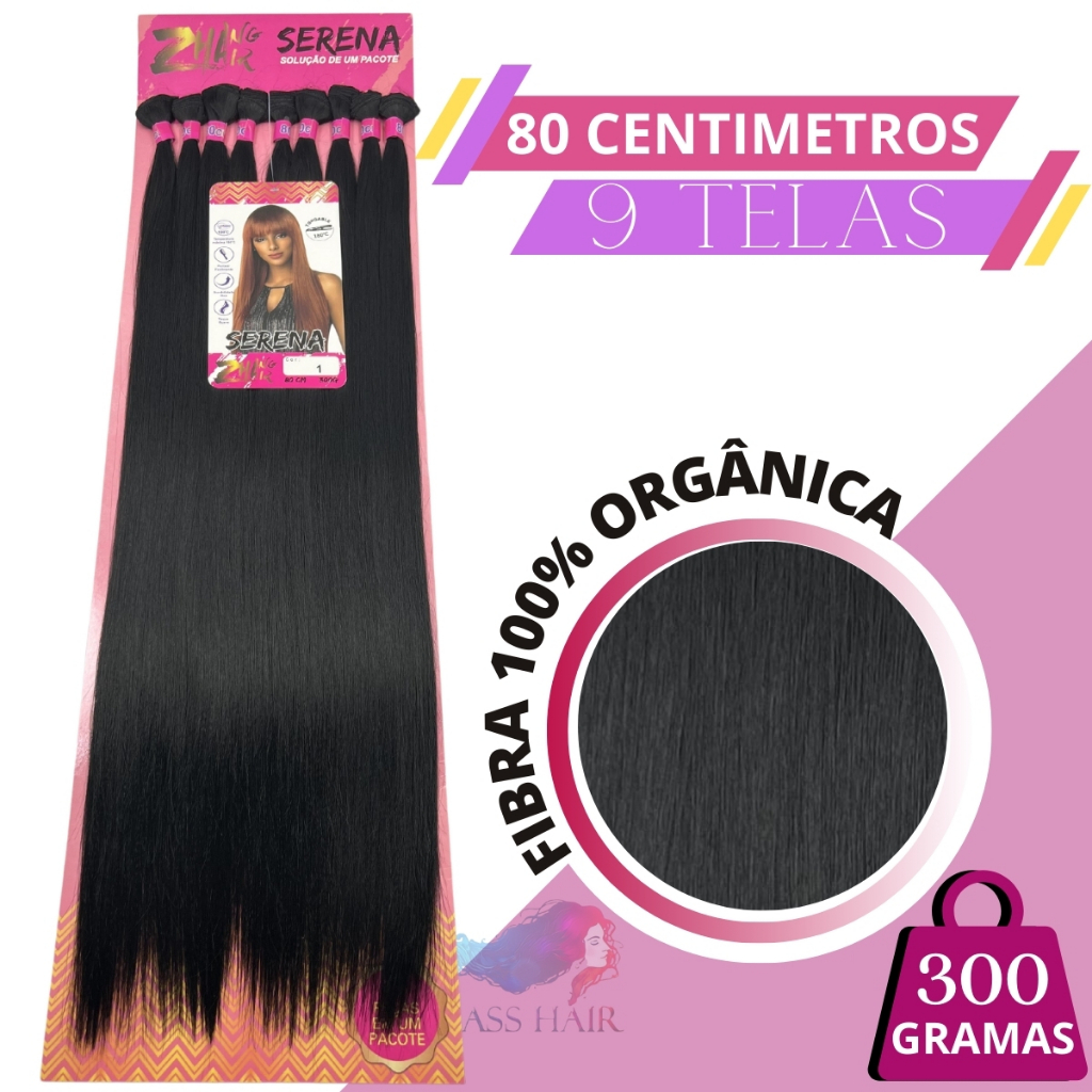 Aplique Cabelo Liso Orgânico Serena Tela 80 cm Mega Hair Zhang