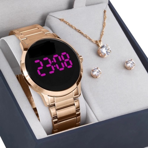 Relógio Feminino Touch Pulseira Rose gold Lindo Lançamento 3242