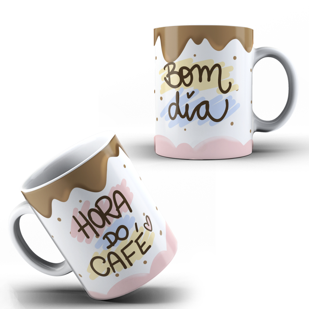 Caneca Xicara Personalizada Hora Do CAFE Bom Dia  Presente Criativo OFERTA RELÂMPAGO