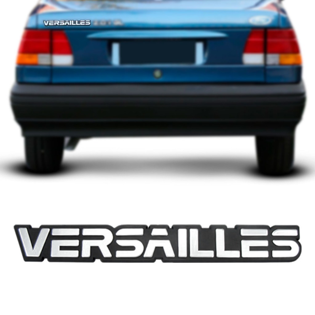 EMBLEMA VERSAILLES FORD VERSAILLES TODOS CINZA COM FUNDO PRETO MARCON 705.