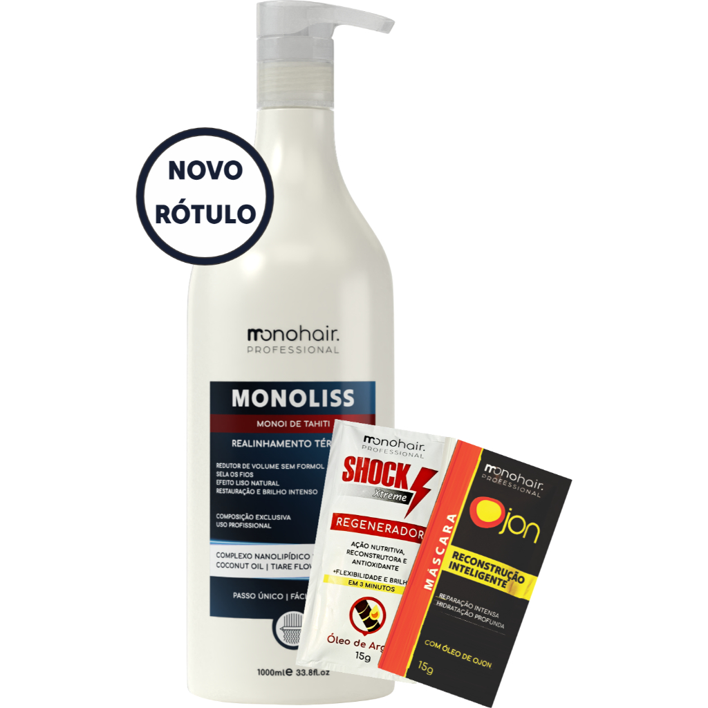 Redutor de volume Monoliss Monoi De Tahiti - Sem Formol 1L- Original Mono Hair