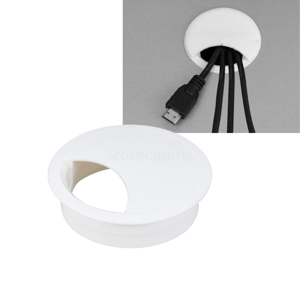 (kit 20 Und) Passa Fio Branco Cabo Para Moveis Escritório 46mm