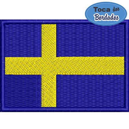 Patch Bordado Bandeira Suécia 5x7cm Cód.BDP71