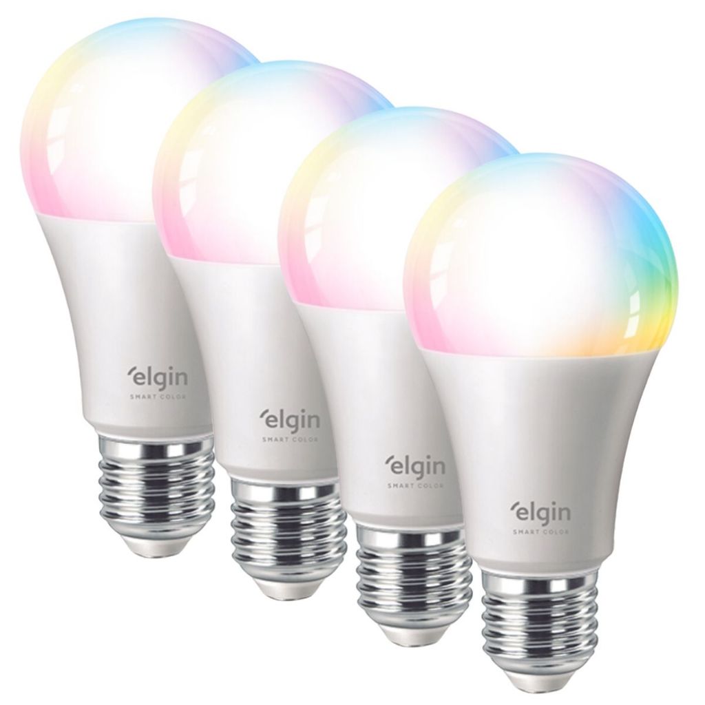 Kit 4 Lâmpadas Inteligente Led Bulbo 10w Rgb Smart Color - Elgin em Oferta na Shopee