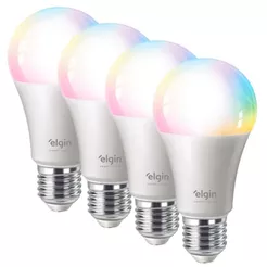 Kit 4 Lâmpadas Inteligente Led Bulbo 10w Rgb Smart Color - Elgin