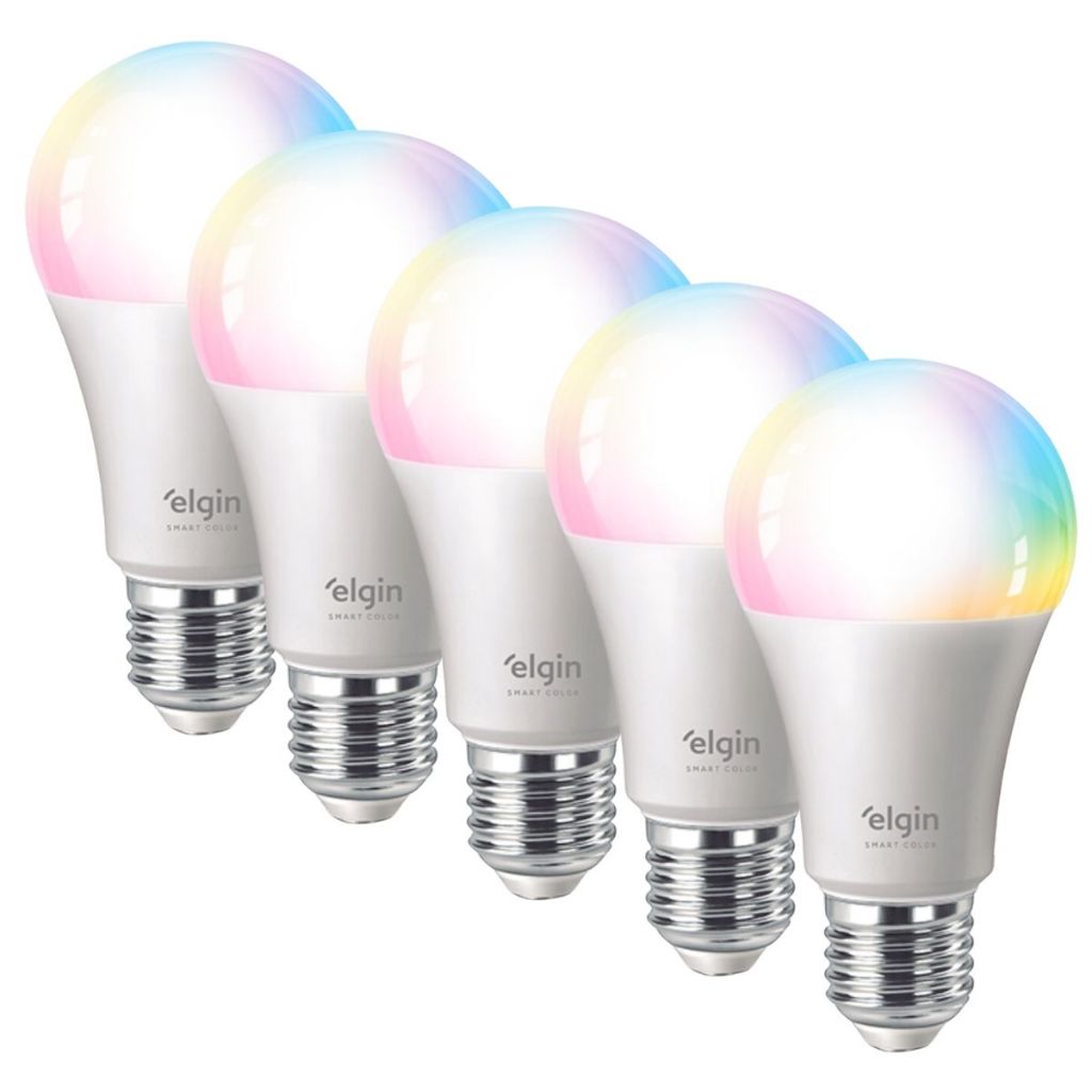 Kit 5 Lâmpadas Inteligente Led Bulbo 10w Rgb Smart Color - Elgin em Oferta na Shopee