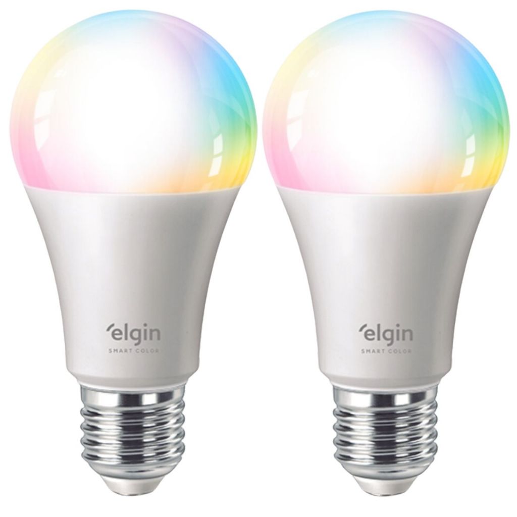 Kit 2 Lâmpadas Inteligente Led Bulbo 10w Rgb Smart Color - Elgin em Oferta na Shopee