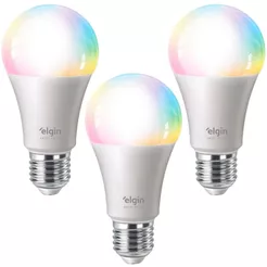 Kit 3 Lâmpadas Inteligente Led Bulbo 10w Rgb Smart Color - Elgin