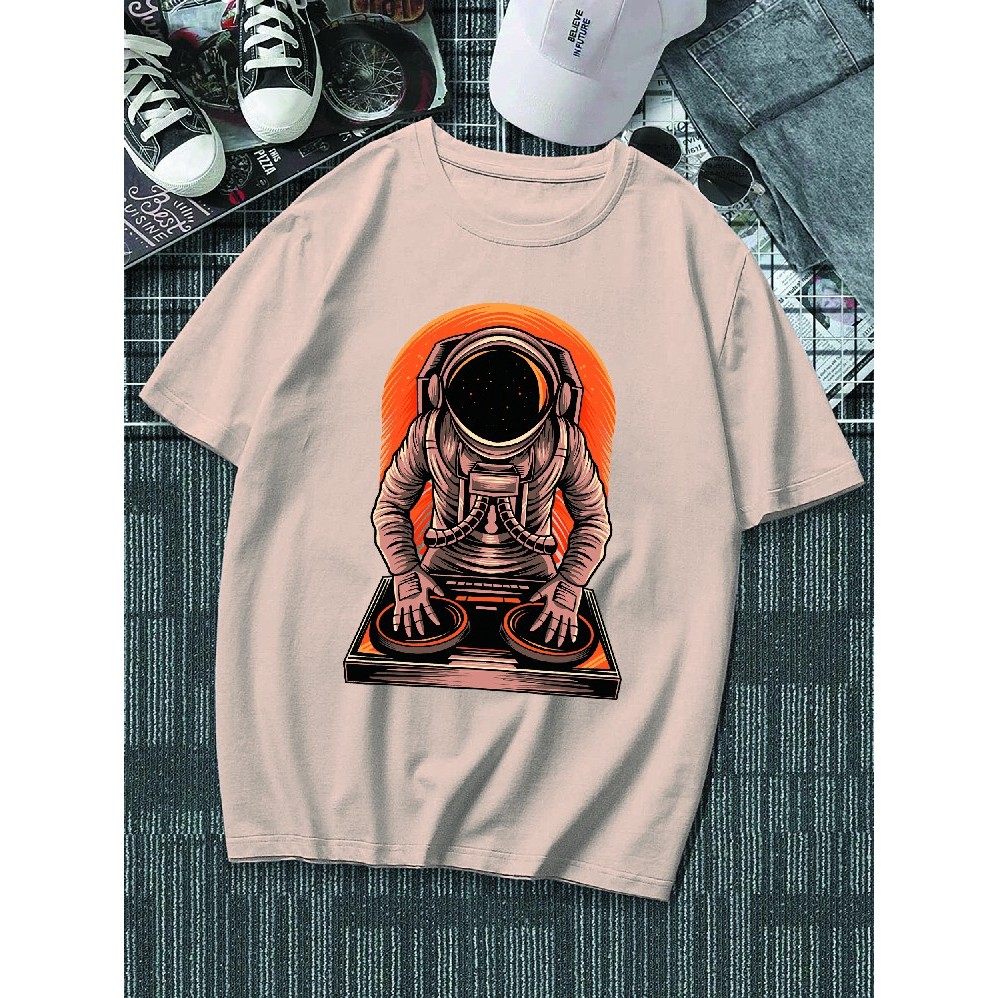 Camisetas Básicas Tecido 100% Algodão Dj Astronauta Music Teen Unissex